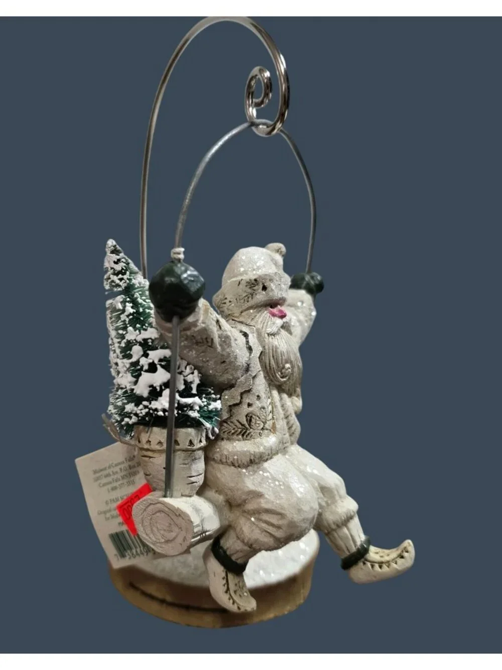 NWT Pam Schifferl Santa On Swing Ornament Midwest Cannon Falls Winter White